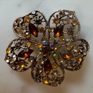 Rhinestone Flower Brooch